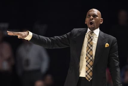 Feb 8, 2023; Nashville, Tennessee, USA;   Vanderbilt Commodores head coach Jerry Stackhouse yells at his players during the second half against the Tennessee Volunteers at Memorial Gymnasium. Vanderbilt defeated Tennessee 66 to 65.  Mandatory Credit: George Walker IV - USA TODAY Sports