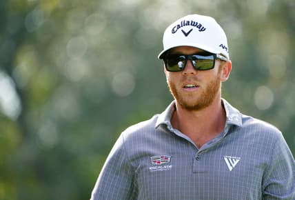 Nov 21, 2021; Sea Island, Georgia, USA; Talor Gooch walks off the second tee box  during the final round of the RSM Classic golf tournament at Sea Island Golf Club - Plantation Course. Mandatory Credit: John David Mercer-USA TODAY Sports
