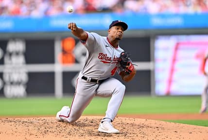 Jun 30, 2023; Philadelphia, Pennsylvania, USA; Washington Nationals starting pitcher Josiah Gray (40) throws a pitch against the Philadelphia Phillies in the third inning at Citizens Bank Park. Mandatory Credit: Kyle Ross-USA TODAY Sports