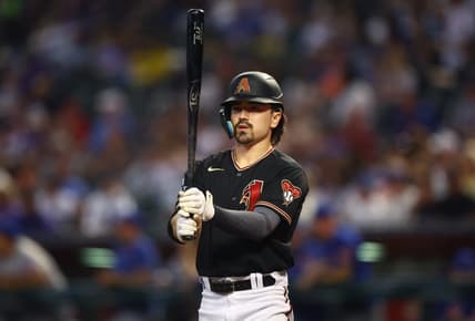 Jul 5, 2023; Phoenix, Arizona, USA; Arizona Diamondbacks outfielder Corbin Carroll against the New York Mets at Chase Field. Mandatory Credit: Mark J. Rebilas-USA TODAY Sports