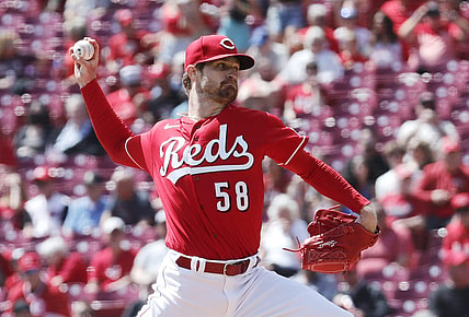 Apr 19, 2023; Cincinnati, Ohio, USA; Cincinnati Reds starting pitcher Levi Stoudt (58) throws against the Tampa Bay Rays during the first inning at Great American Ball Park. Mandatory Credit: David Kohl-USA TODAY Sports