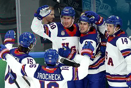 Olympics: Ice Hockey-Men Group C - LAT-USA
