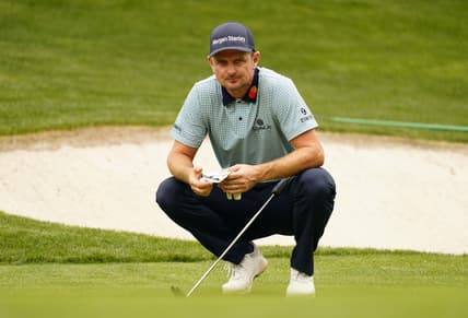 Apr 9, 2021; Augusta, Georgia, USA; Justin Rose on the 10th green during the second round of The Masters golf tournament. Mandatory Credit: Michael Madrid-USA TODAY Sports