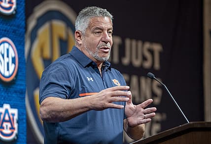 Oct 19, 2022; Birmingham, Alabama, US; Auburn Tigers head coach Bruce Pearl during the SEC Basketball Media Days at Grand Bohemian Hotel. Mandatory Credit: Marvin Gentry-USA TODAY Sports