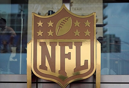 Feb 1, 2020; Miami Gardens, Florida, USA; General overall view of NFL golden shield logo at the NFL Honors show at the Adrienne Arsht Center. Mandatory Credit: Kirby Lee-USA TODAY Sports