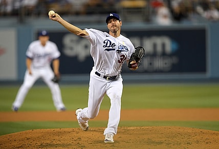 Sep 1, 2021; Los Angeles, California, USA;  Los Angeles Dodgers starting pitcher Max Scherzer (31) pitches in the third inning of the game against the Atlanta Braves at Dodger Stadium. Mandatory Credit: Jayne Kamin-Oncea-USA TODAY Sports