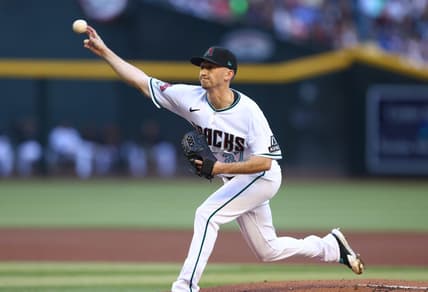 Apr 8, 2023; Phoenix, Arizona, USA; Arizona Diamondbacks pitcher Zach Davies in the first inning against the Los Angeles Dodgers at Chase Field. Mandatory Credit: Mark J. Rebilas-USA TODAY Sports