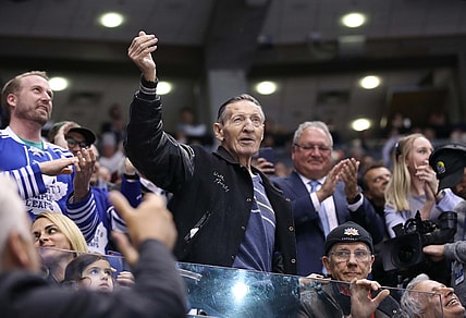 Mar 11, 2019; Toronto, Ontario, CAN; Walter Gretzky the father of Wayne Gretzky is acknowledged by the crowd as his image is shown on the scoreboard during the Toronto Maple Leafs game against the Tampa Bay Lightning at Scotiabank Arena. The Lightning beat the Maple Leafs 6-2. Mandatory Credit: Tom Szczerbowski-USA TODAY Sports