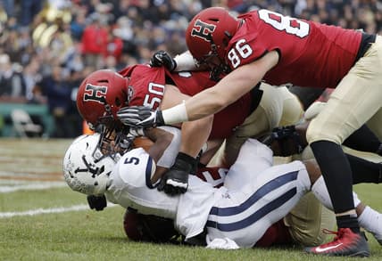 Harvard and Yale during Ivy League football game