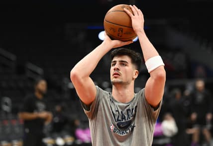 Feb 12, 2022; Washington, District of Columbia, USA; Washington Wizards forward Deni Avdija (9) warms up before the game against the Sacramento Kings at Capital One Arena. Mandatory Credit: Brad Mills-USA TODAY Sports