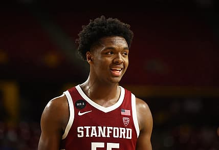 Mar 5, 2022; Tempe, Arizona, USA; Stanford Cardinal forward Harrison Ingram (55) against the Arizona State Sun Devils at Desert Financial Arena. Mandatory Credit: Mark J. Rebilas-USA TODAY Sports