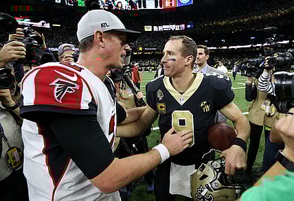 Matt Ryan and Drew Brees shake hands after game