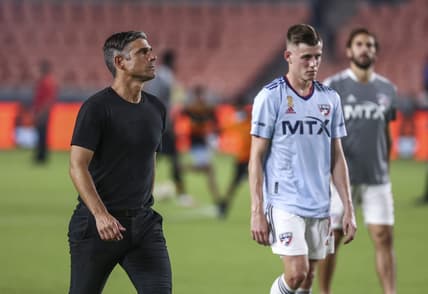 Sep 18, 2021; Houston, Texas, USA; FC Dallas head coach Luchi Gonzalez walks off the field after the match against the Houston Dynamo FC at BBVA Stadium. Mandatory Credit: Troy Taormina-USA TODAY Sports