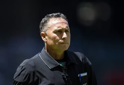 Apr 27, 2022; Phoenix, Arizona, USA; MLB umpire Dan Iassogna during the Arizona Diamondbacks game against the Los Angeles Dodgers at Chase Field. Mandatory Credit: Mark J. Rebilas-USA TODAY Sports