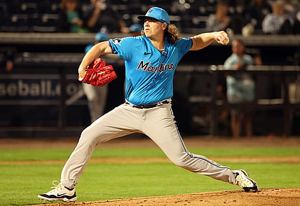 Feb 29, 2024; Tampa, Florida, USA; Miami Marlins starting pitcher Ryan Weathers (60) throws a pitch during the first inning against the New York Yankeesat George M. Steinbrenner Field. Mandatory Credit: Kim Klement Neitzel-USA TODAY Sports