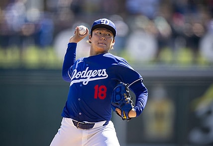 Los Angeles Dodgers pitcher Yoshinobu Yamamoto