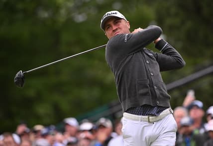 May 21, 2022; Tulsa, OK, USA;  Justin Thomas hits his tee shot on the 7th hole during the third round of the PGA Championship golf tournament at Southern Hills Country Club. Mandatory Credit: Orlando Ramirez-USA TODAY Sports