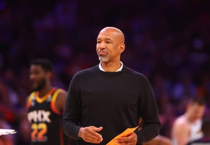 May 5, 2023; Phoenix, Arizona, USA; Phoenix Suns head coach Monty Williams against the Denver Nuggets during game three of the 2023 NBA playoffs at Footprint Center. Mandatory Credit: Mark J. Rebilas-USA TODAY Sports