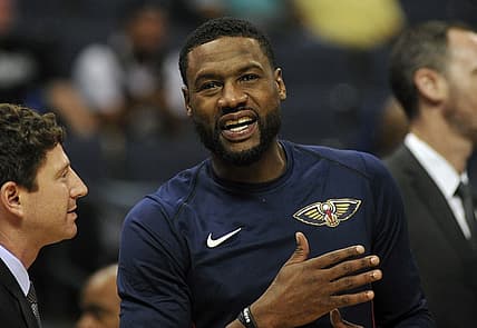 Oct 13, 2017; Memphis, TN, USA; New Orleans Pelicans guard Tony Allen (24) before the game against the Memphis Grizzlies at FedExForum. Mandatory Credit: Justin Ford-USA TODAY Sports
