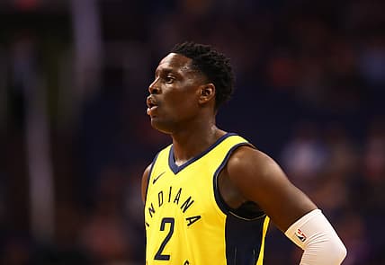 Nov 27, 2018; Phoenix, AZ, USA; Indiana Pacers guard Darren Collison (2) against the Phoenix Suns at Talking Stick Resort Arena. Mandatory Credit: Mark J. Rebilas-USA TODAY Sports