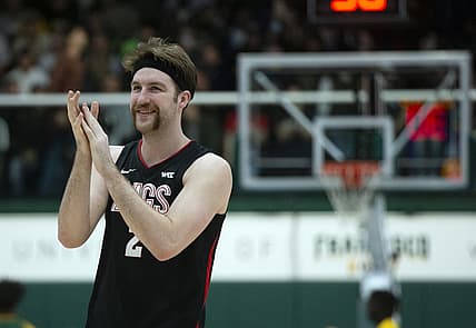 Feb 24, 2022; San Francisco, California, USA;  Gonzaga Bulldogs forward Drew Timme (2) applauds as his team is introduced before their game against the San Francisco Dons at War Memorial at the Sobrato Center. Mandatory Credit: D. Ross Cameron-USA TODAY Sports