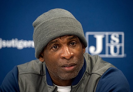 Jackson State football coach Deion Sanders talks about the Alcorn game and what lies ahead for the Tigers during a news conference at Jackson State in Jackson, Miss., Tuesday, Nov. 22, 2022.

Tcl Deion Sanders
