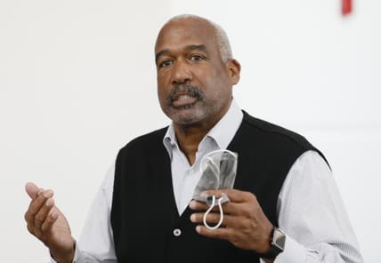 Ohio State University athletic director Gene Smith speaks to media after touring the COVID-19 mass vaccination facility set up at Ohio State's Schottenstein Center with Gov. Mike DeWine on Tuesday, March 9, 2021.

Gov Dewine Tours Vaccination Site