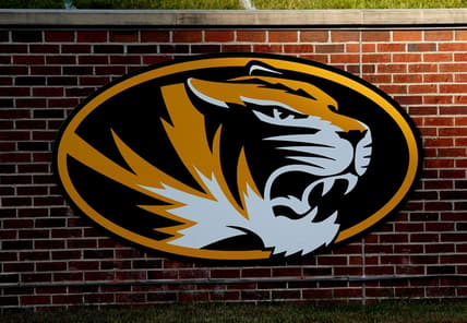 Sep 26, 2020; Columbia, Missouri, USA; A general view of a Missouri Tigers logo on the retaining wall before the game against the Alabama Crimson Tide at Faurot Field at Memorial Stadium. Mandatory Credit: Denny Medley-USA TODAY Sports