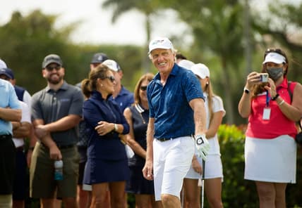 Greg Norman hosts a golf clinic for Oxbridge Academy boys and girls varsity golf teams before the Oxbridge Academy Annual Golf Classic at The Breakers in Palm Beach March 1, 2021.

Pbn 030121 Oxbridge Peep 04