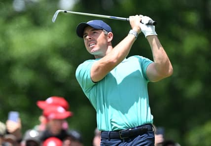 Jun 10, 2022; Etobicoke, Ontario, CAN;  Rory McIlroy hits his tee shot at the third hole during the second round of the RBC Canadian Open golf tournament. Mandatory Credit: Dan Hamilton-USA TODAY Sports