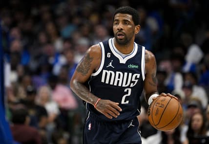 Mar 5, 2023; Dallas, Texas, USA; Dallas Mavericks guard Kyrie Irving (2) in action during the game between the Dallas Mavericks and the Phoenix Suns at the American Airlines Center. Mandatory Credit: Jerome Miron-USA TODAY Sports