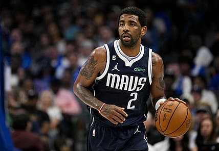 Mar 5, 2023; Dallas, Texas, USA; Dallas Mavericks guard Kyrie Irving (2) in action during the game between the Dallas Mavericks and the Phoenix Suns at the American Airlines Center. Mandatory Credit: Jerome Miron-USA TODAY Sports