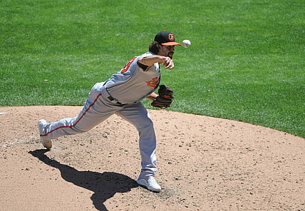 May 26, 2021; Minneapolis, Minnesota, USA; Baltimore Orioles pitcher Jorge Lopez (48) delivers a pitch during the fourth inning against the Minnesota Twins at Target Field. Mandatory Credit: Marilyn Indahl-USA TODAY Sports