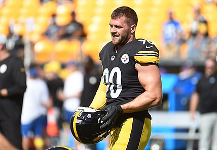 Aug 28, 2022; Pittsburgh, Pennsylvania, USA;  Pittsburgh Steelers linebacker T.J. Watt (90) before playing the Detroit Lions at Acrisure Stadium. Mandatory Credit: Philip G. Pavely-USA TODAY Sports