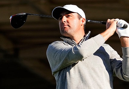 Feb 10, 2023; Scottsdale, AZ, USA; Scottie Scheffler plays his tee shot on the 10th hole during round two at TPC Scottsdale. Mandatory Credit: Rob Schumacher-Arizona Republic

Pga Wm Phoenix Open Round Two