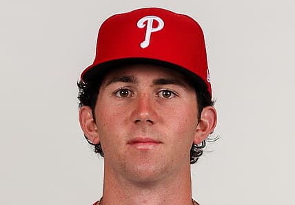 Feb 23, 2023; Clearwater, FL, USA; Philadelphia Phillies pitcher Andrew Painter (76) during photo day at BayCare Ballpark. Mandatory Credit: Nathan Ray Seebeck-USA TODAY Sports