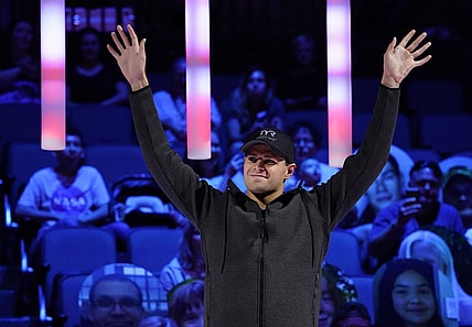 Jun 20, 2021; Omaha, Nebraska, USA; Michael Andrew places second in the men's 50m freestyle final during the U.S. Olympic Team Trials Swimming competition at CHI Health Center Omaha. Mandatory Credit: Rob Schumacher-USA TODAY Sports