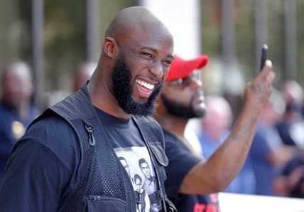 NFL running back Leonard Fournette at George Floyd protest