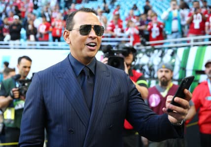Feb 2, 2020; Miami Gardens, Florida, USA; Alex Rodriguez on the sidelines before Super Bowl LIV between the Kansas City Chiefs and San Francisco 49ers at Hard Rock Stadium. Mandatory Credit: Mark J. Rebilas-USA TODAY Sports