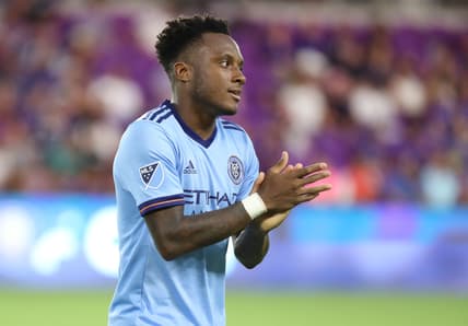 Jul 26, 2018; Orlando, FL, USA; New York City FC forward Rodney Wallace (23)  during the first half at Orlando City Stadium. Mandatory Credit: Kim Klement-USA TODAY Sports