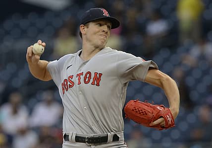 Aug 16, 2022; Pittsburgh, Pennsylvania, USA; Boston Red Sox starting pitcher Nick Pivetta (37) delivers a pitch against the Pittsburgh Pirates during the first inning at PNC Park. Mandatory Credit: Charles LeClaire-USA TODAY Sports