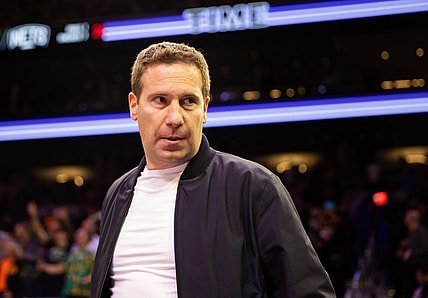 Jan 19, 2023; Phoenix, Arizona, USA; Incoming Phoenix Suns owner Mat Ishbia courtside against the Brooklyn Nets in the first half at Footprint Center. Mandatory Credit: Mark J. Rebilas-USA TODAY Sports
