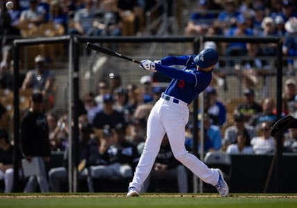 Mar 5, 2023; Phoenix, Arizona, USA; Los Angeles Dodgers first baseman Freddie Freeman against the Chicago White Sox during a spring training game at Camelback Ranch-Glendale. Mandatory Credit: Mark J. Rebilas-USA TODAY Sports