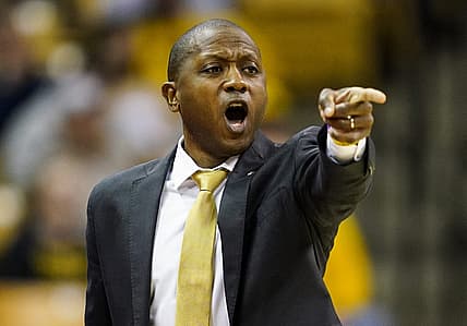 Nov 20, 2022; Columbia, Missouri, USA; Missouri Tigers head coach Dennis Gates calls a play during the first half against the Mississippi Valley State Delta Devils at Mizzou Arena. Mandatory Credit: Jay Biggerstaff-USA TODAY Sports