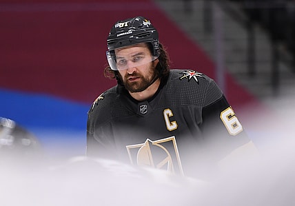 Mar 27, 2021; Denver, Colorado, USA; Vegas Golden Knights right wing Mark Stone (61) during the third period against the Colorado Avalanche at Ball Arena. Mandatory Credit: Ron Chenoy-USA TODAY Sports