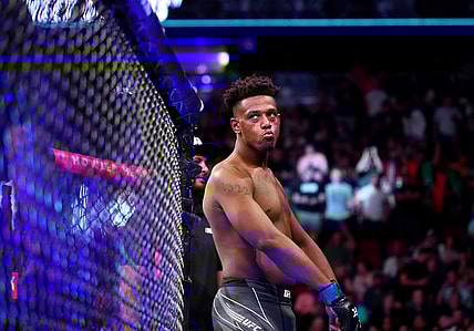 Jun 12, 2021; Glendale, Arizona, USA; Jamahal Hill during UFC 263 at Gila River Arena. Mandatory Credit: Mark J. Rebilas-USA TODAY Sports