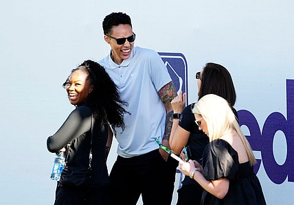 Brittney Griner, center, watches the action on the 16th hole during Round 3 at TPC Scottsdale on Feb. 11, 2023.

Pga Wm Phoenix Open Round 3