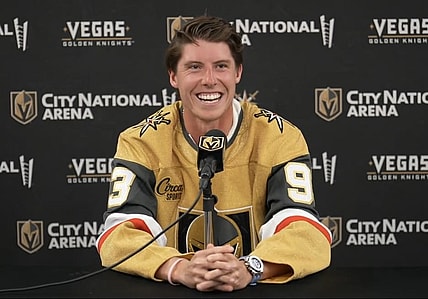 Vegas Golden Knights forward Mitch Marner meets with the media 7/1//2025 (Photo/Screenshot- Vegas Golden Knights via Twitter)