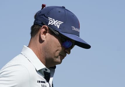 May 28, 2022; Fort Worth, Texas, USA; Zach Johnson walks down the 11th fairway during the third round of the Charles Schwab Challenge golf tournament. Mandatory Credit: Raymond Carlin III-USA TODAY Sports