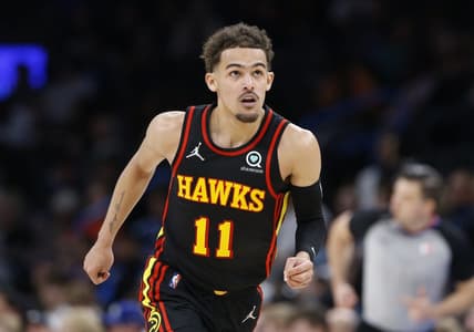Mar 30, 2022; Oklahoma City, Oklahoma, USA; Atlanta Hawks guard Trae Young (11) runs down the court during the second half against the Oklahoma City Thunder at Paycom Center. Mandatory Credit: Alonzo Adams-USA TODAY Sports